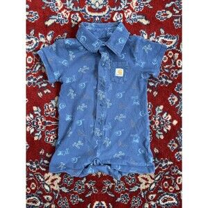 Carhartt baby 9m baby One Piece blue Tools Collared Pockets Snaps